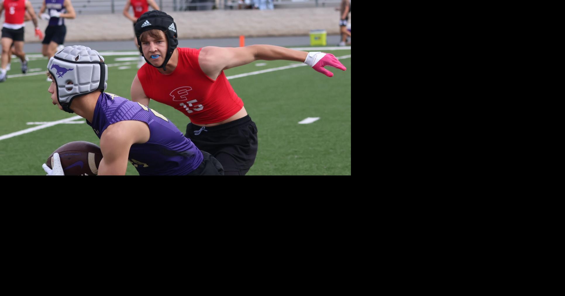battling football helmets These Battle Red helmets are straight heat  #TNFonPrime
