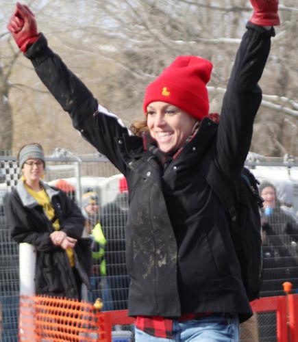 Laura Jehlik reacts to winning heat
