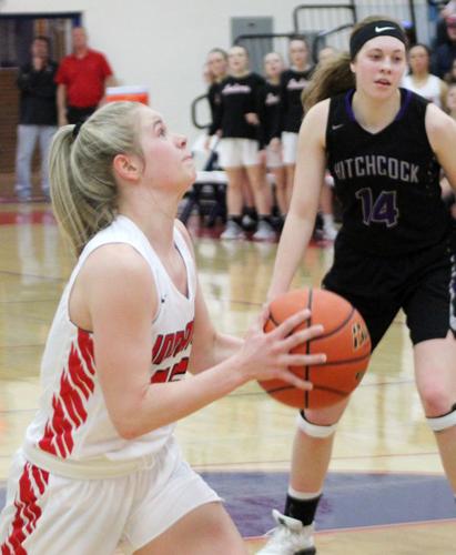 Peyton Barrett goes in for layup