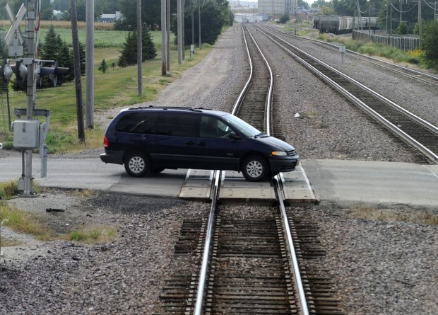 Crossing train tracks safely