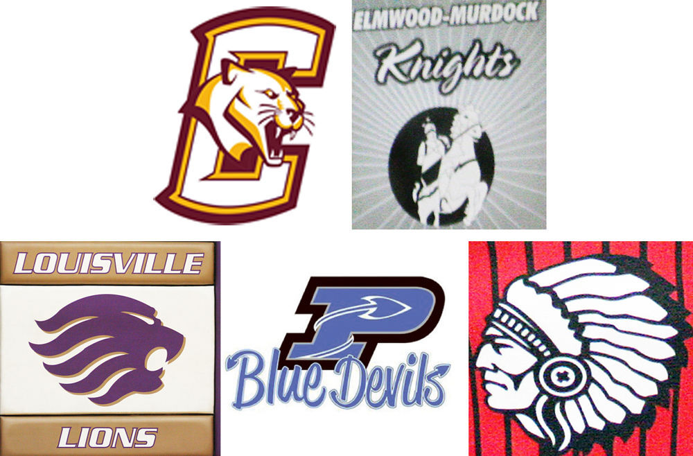 Five school logos