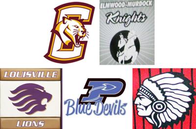 Five school logos