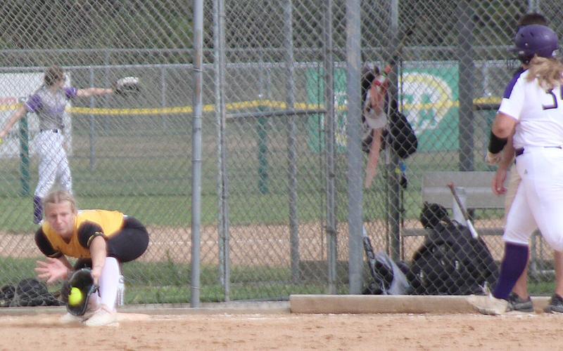 Emory Trofholz makes play at first base