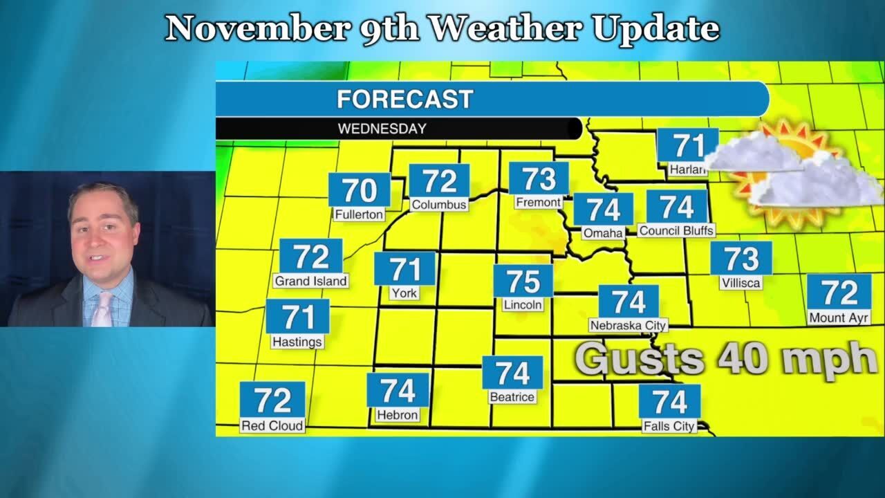 Wednesday November 9 weather update for southeast Nebraska