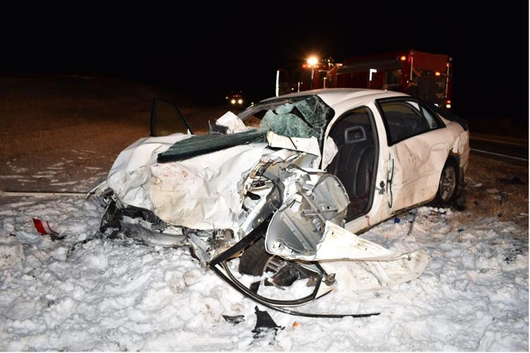 car accident at night in snow