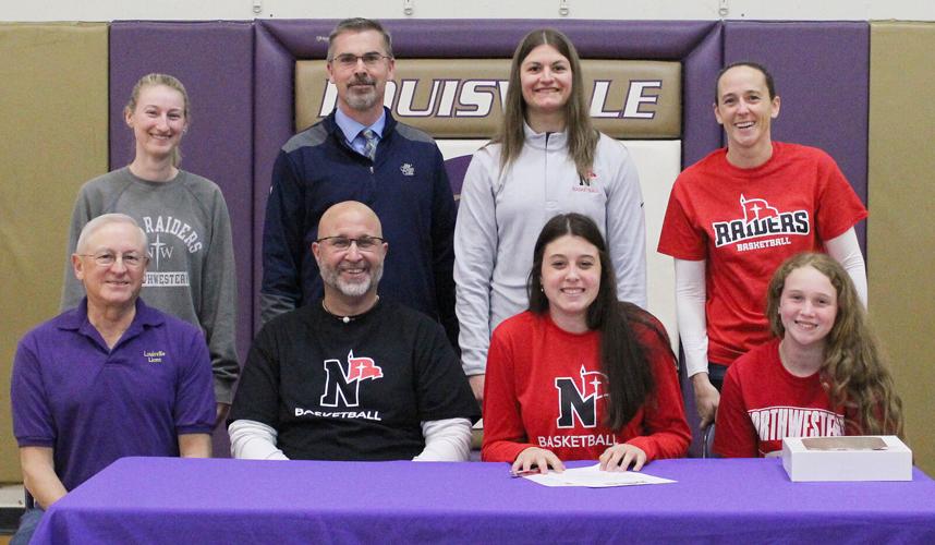 Jaylin Gaston signs with Northwestern basketball family photo