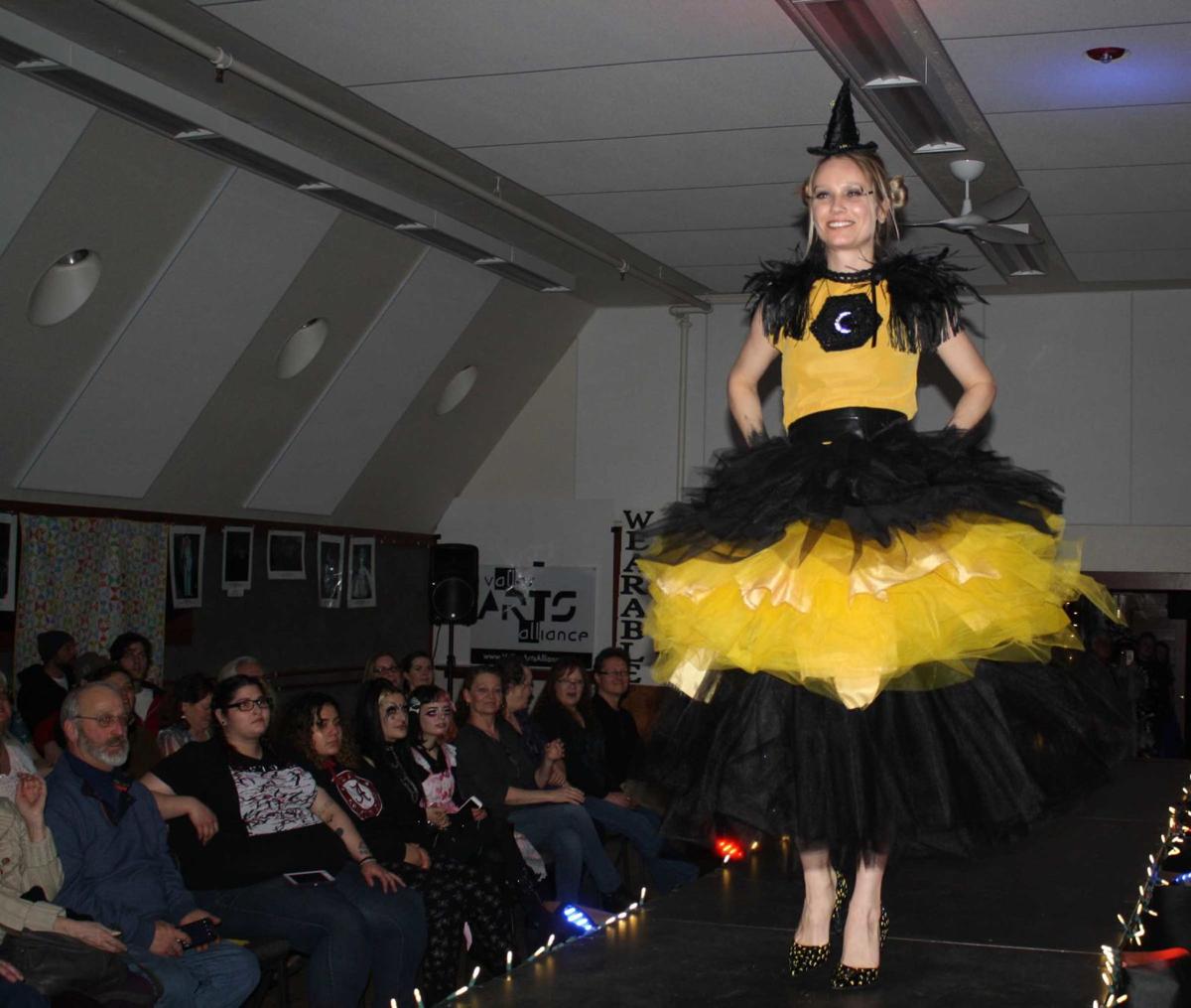 Wearable art Models don costumes made of recycled materials Arts