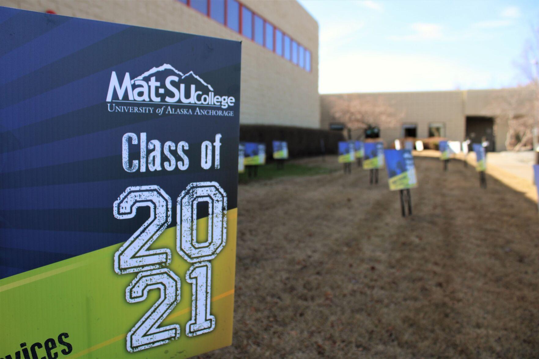 MatSu College celebrating student success with graduation signs in