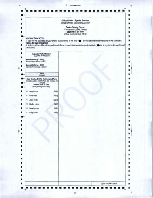 PDF: Sample ballot for Sept. 29, 2020 special election ...