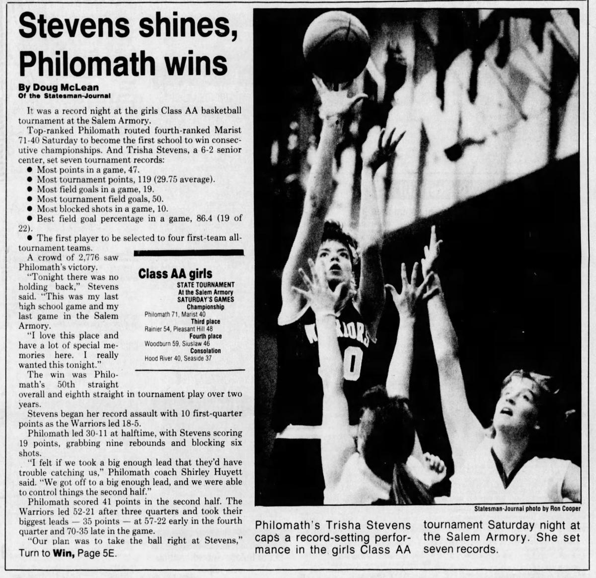 PHS girls basketball: 1986-87 state champions