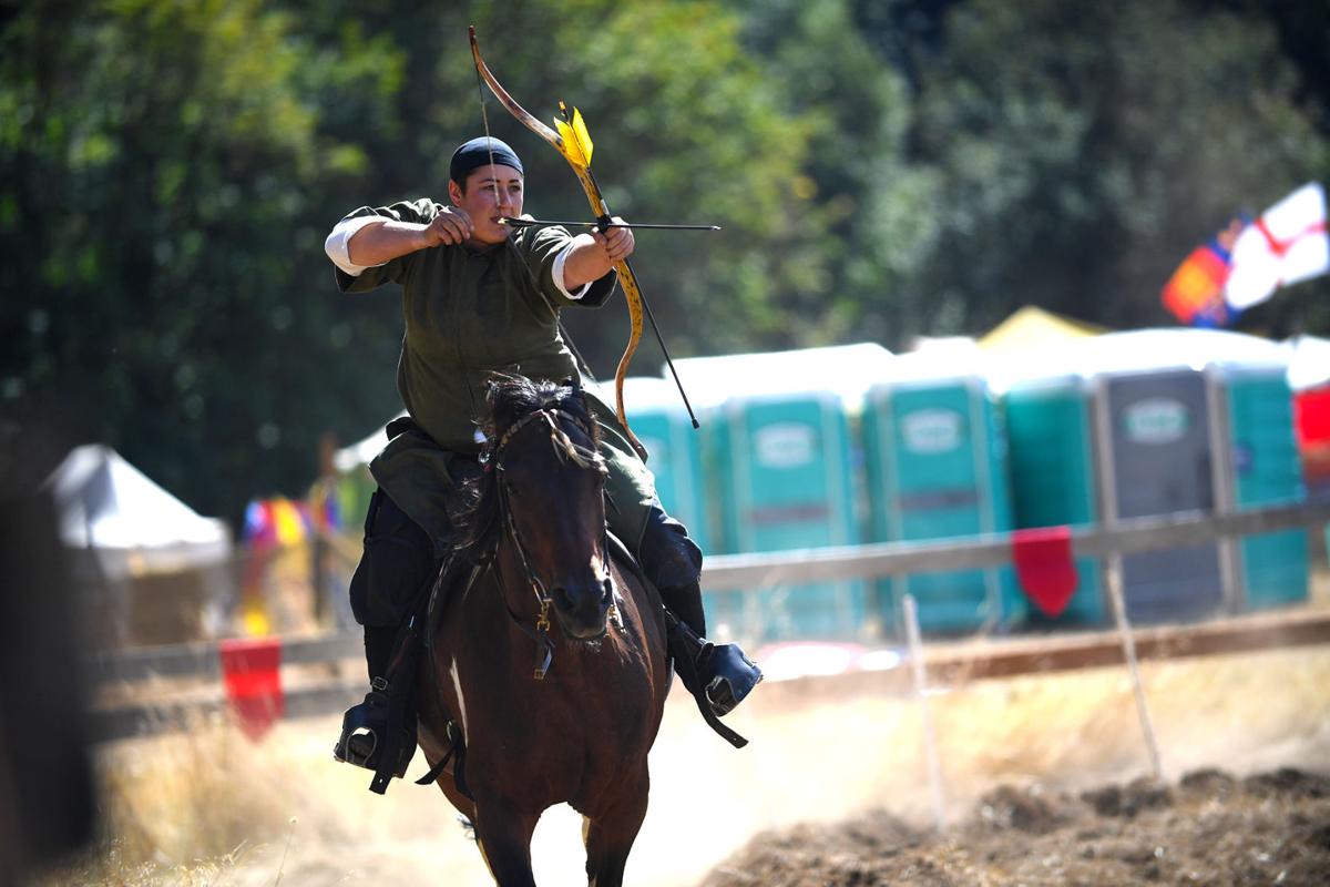 mounted archers on display