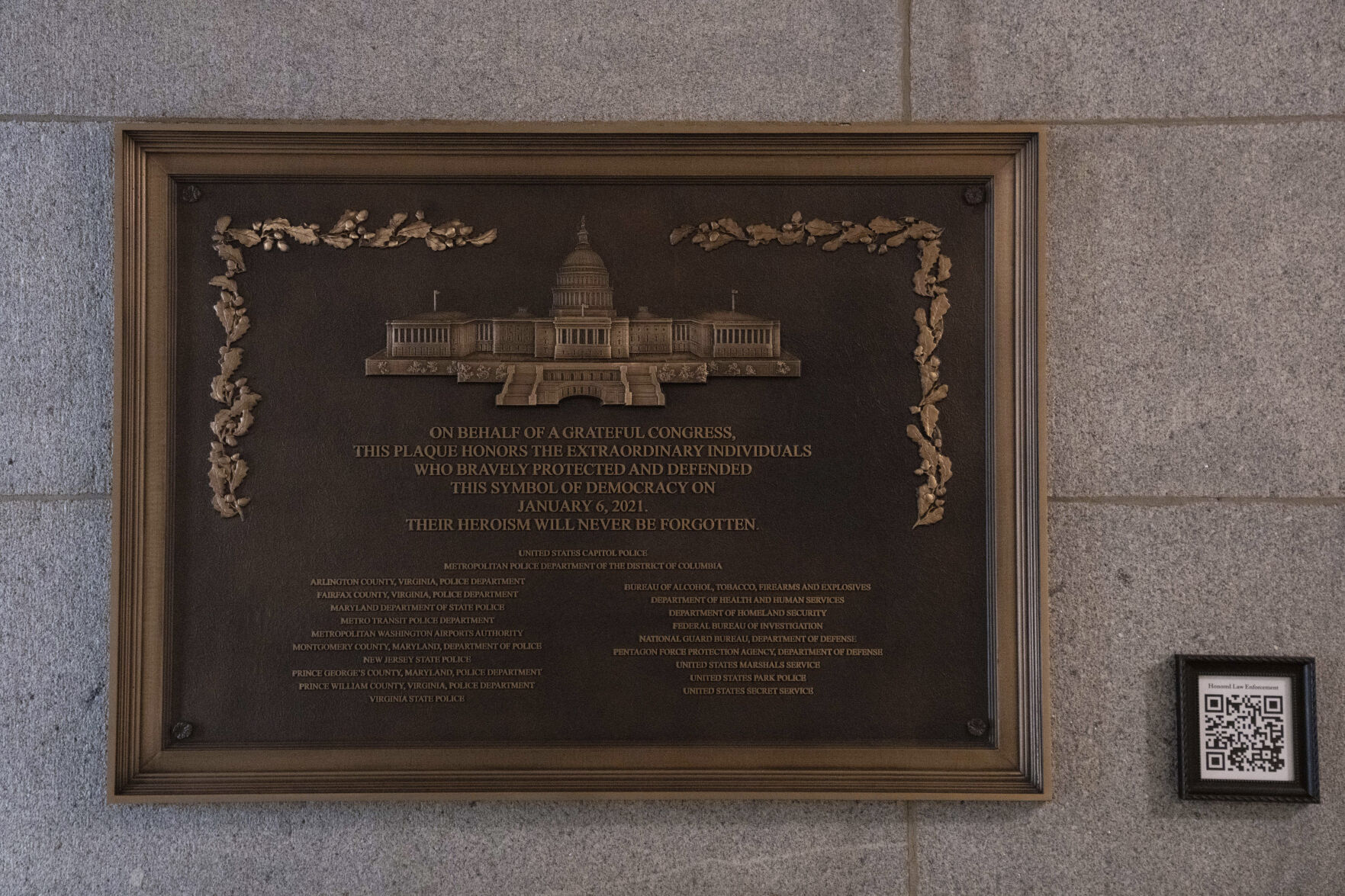 Jan. 6 plaque honoring police officers installed at Capitol