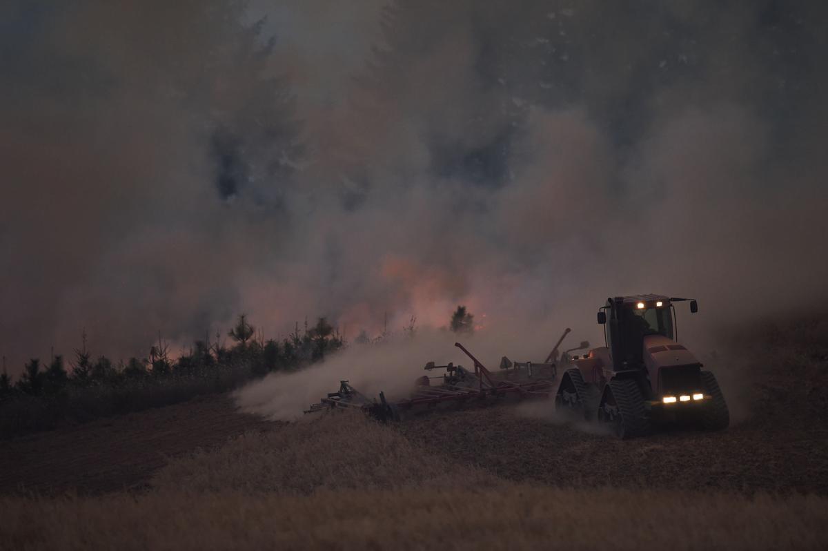 Combine sparks fire near Monroe Local