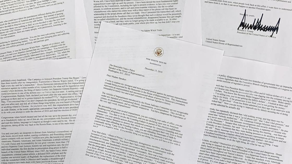 Read It Yourself In Fiery Letter Trump Angrily Objects To Impeachment National Politics Gazettetimes Com