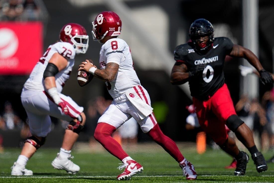 No. 16 Oklahoma beats Cincinnati 20-6 in Bearcats' Big 12 debut