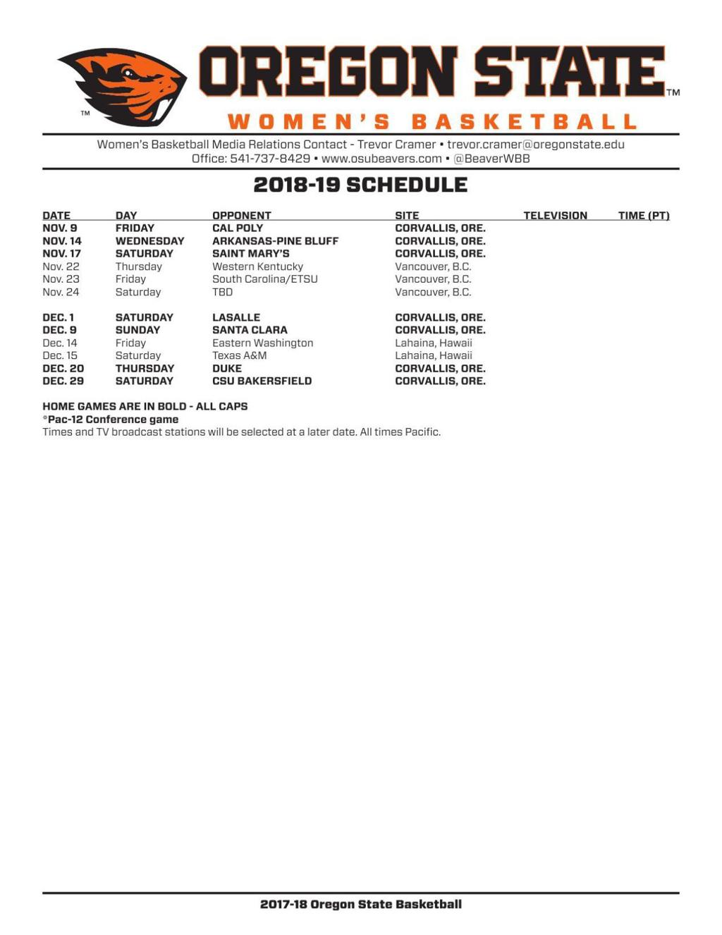 Osu Women S Basketball Beavers Will Host Duke In Nonconference