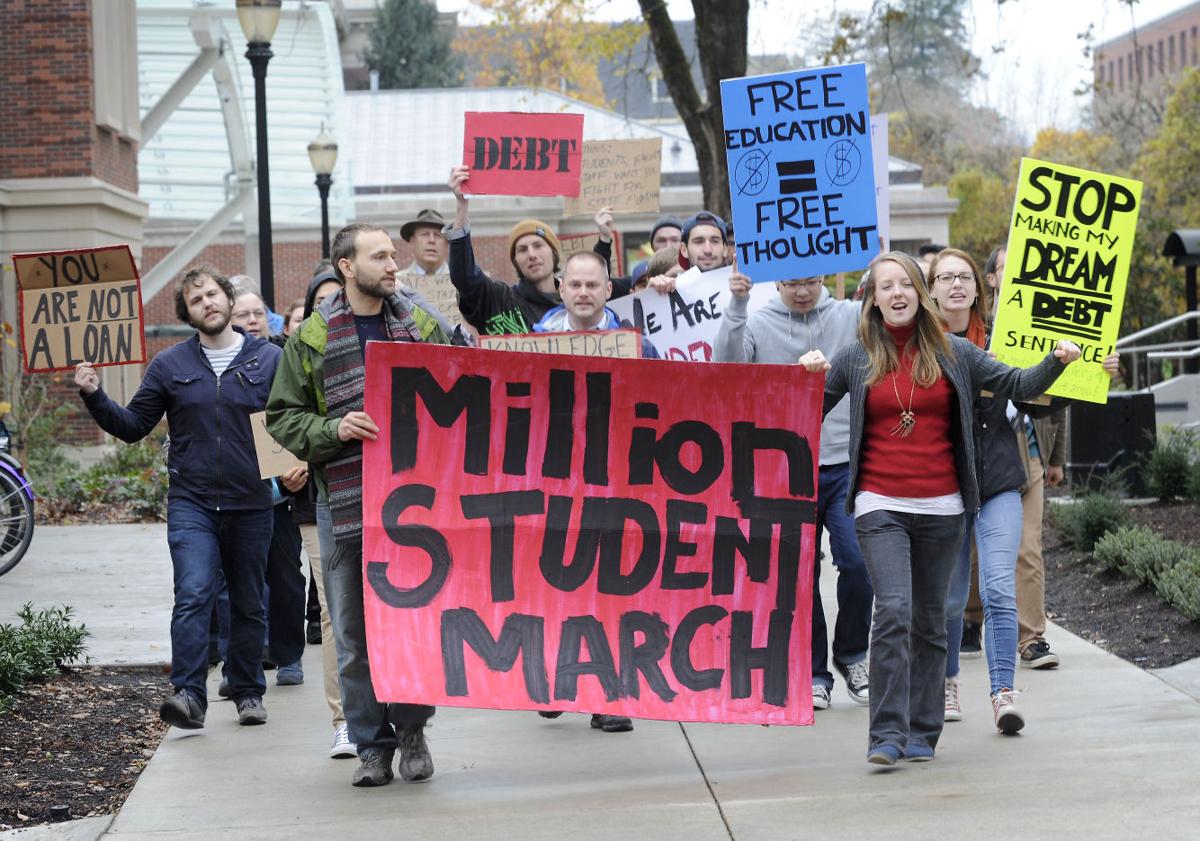 Students rally for free education Local