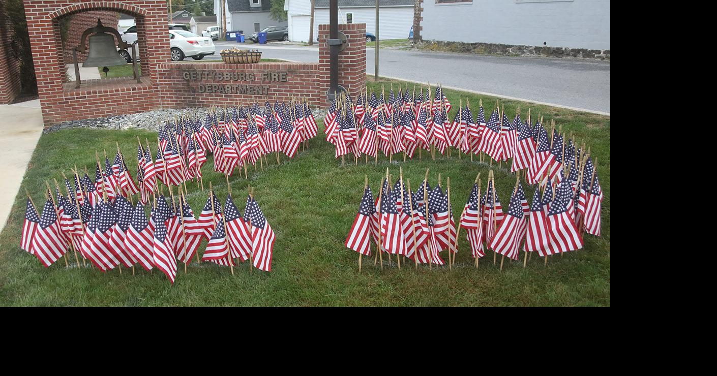 Flags outside fire department: Never forget 9/11