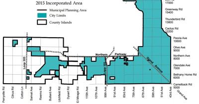 picture Glendale Az City Limits annex neighborhoods in county islands