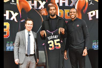 Durant talks return, playing with Booker in intro presser