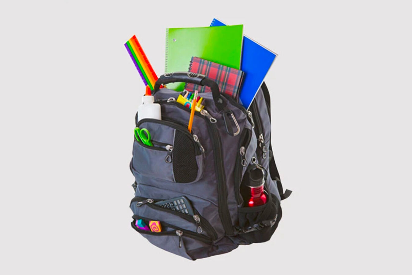 backpack full of school supplies