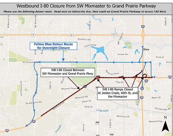 Overnight closure of Westbound I-80 scheduled for Aug. 9