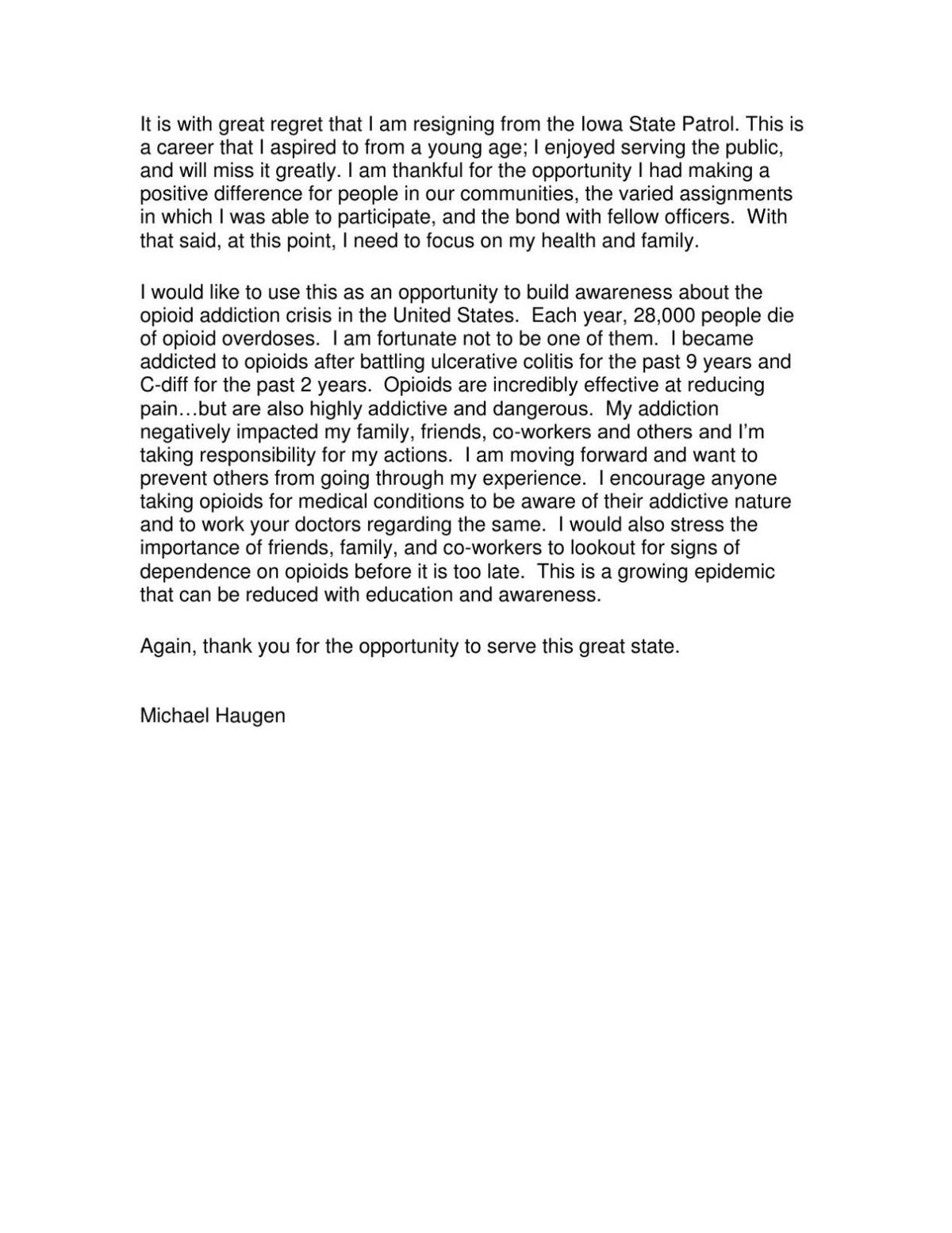 Mason City State Trooper Resigns Post Citing Addiction Mason