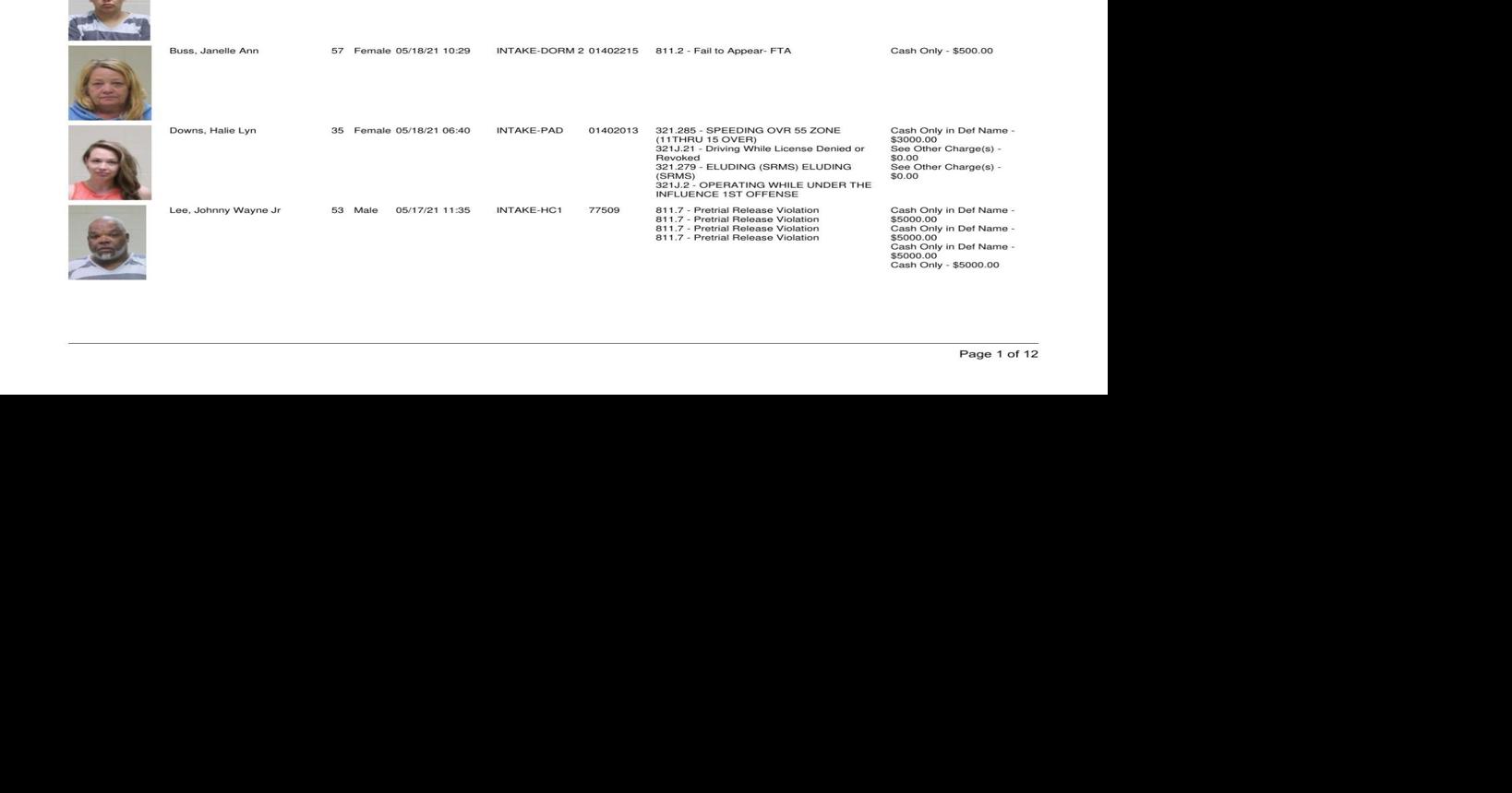 Cerro Gordo County Jail log for May 19