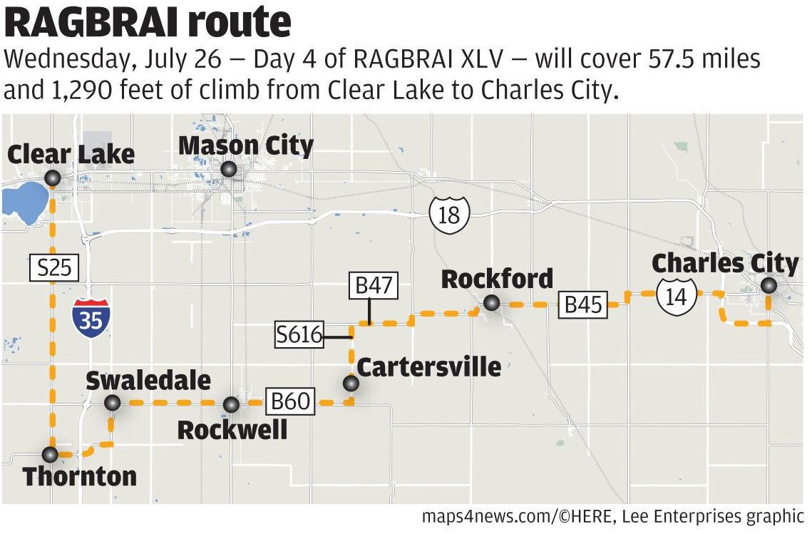 Passthrough towns announced for Clear LakeCharles City RAGBRAI route