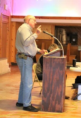 Emmet County Zoing Board Chair Richard McKean spoke to visitors and, more specifically landowners about easement and eminent domain process..JPG