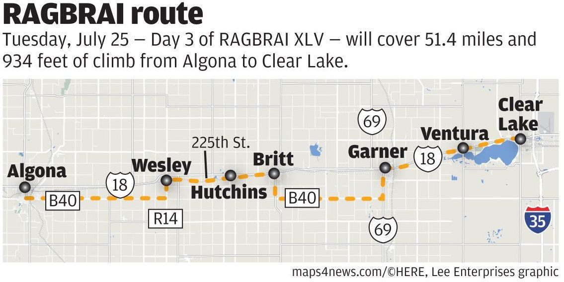 Passthrough towns announced for AlgonaClear Lake RAGBRAI route