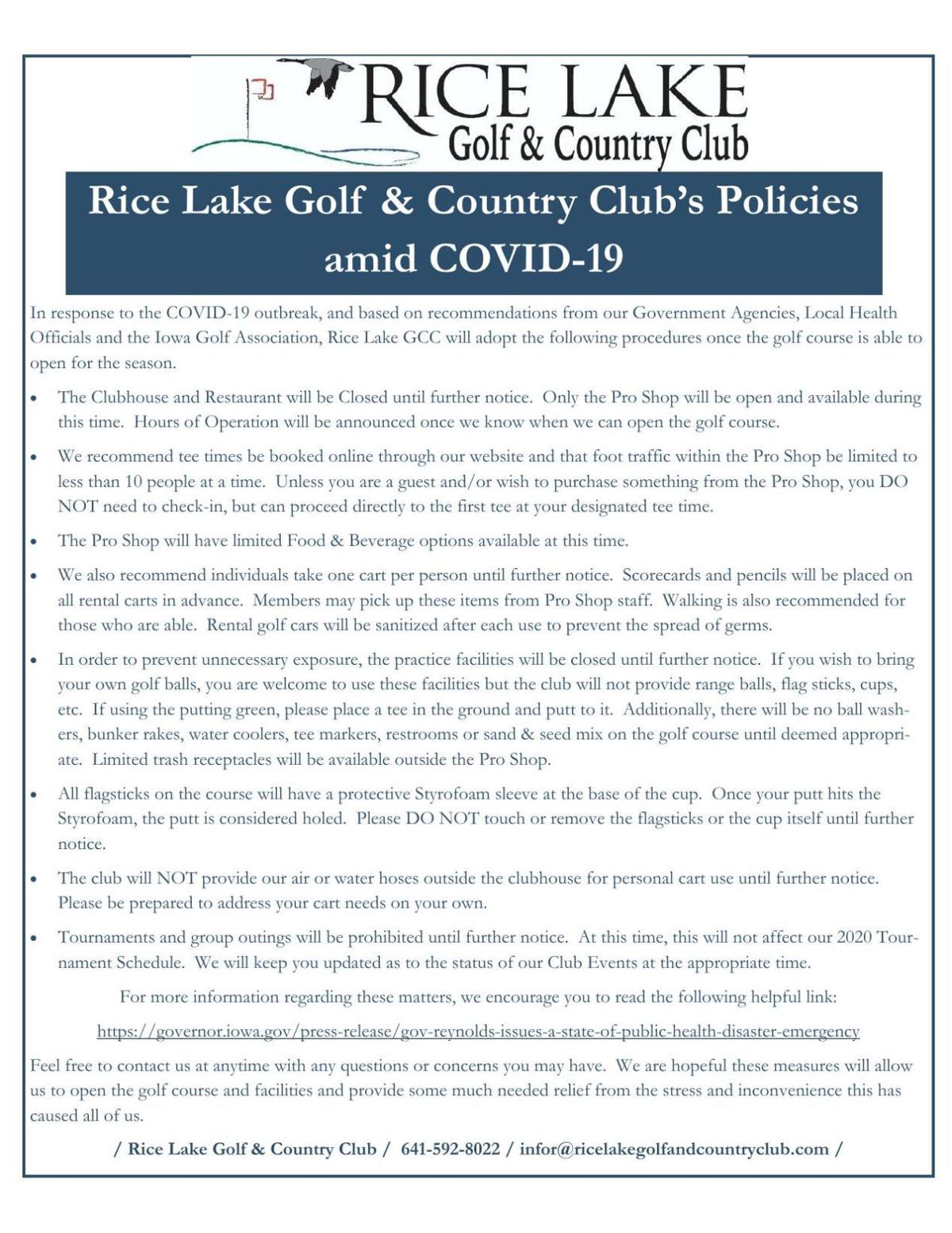 Rice Lake COVID-19 Policy