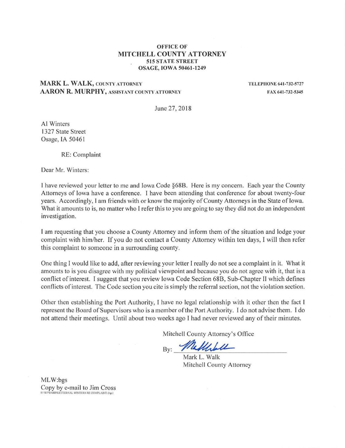 Ethics complaint filed against Mitchell County attorney, Worth County