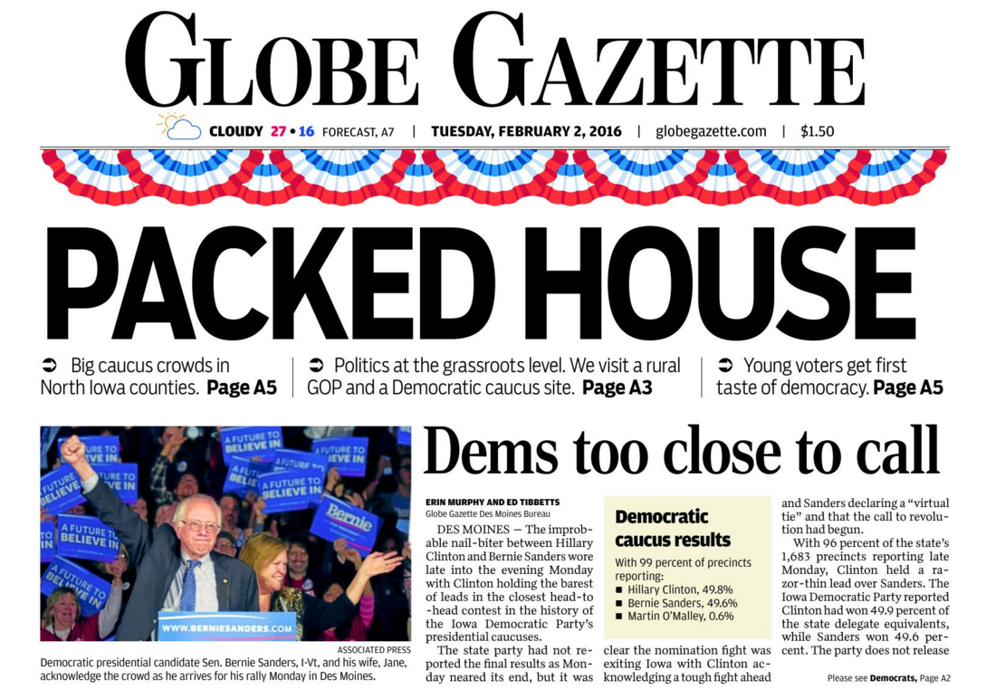 Globe Gazette delivery delayed by winter storm; Globe business office