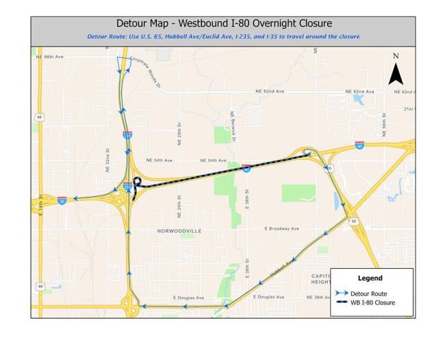 Overnight Closures of I-80 Between Northeast Mixmaster and U.S. 65 Scheduled to Begin Aug. 2