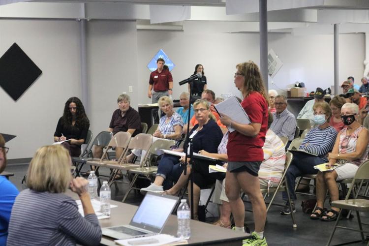 Supervisor Sis Greiman speaks at a 2021 informational meeting in Garner..JPG