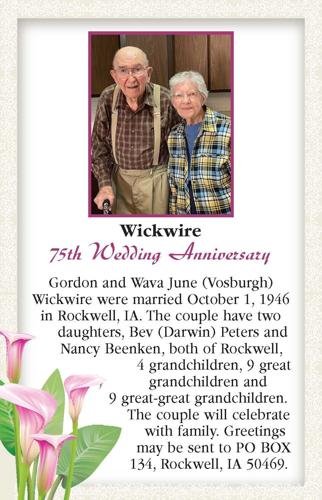 Mitchells to observe 75th wedding anniversary