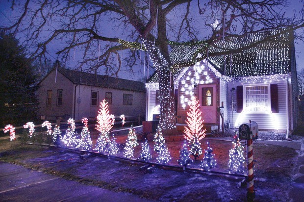 Synchronized light display grooves to a holiday beat