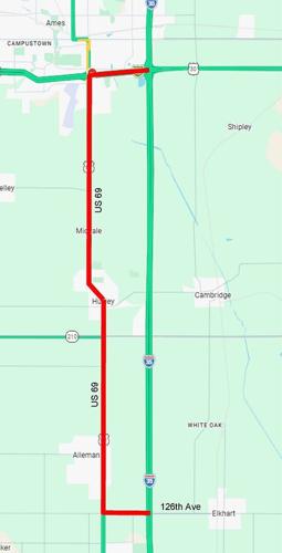 Overnight Closure of Southbound I-35 from U.S. 30 to 126th Avenue for Overhead Bridge work at 158th Avenue Begins May 27