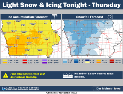 weather road iowa conditions snow advisory winter issued ice way globegazette graphic national service north thursday