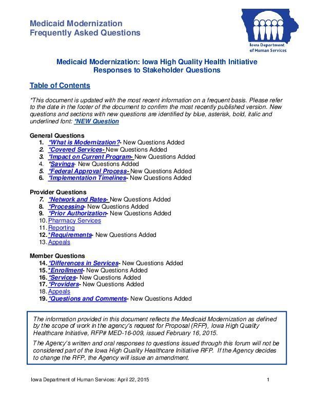 Iowa Medicaid Change FAQ