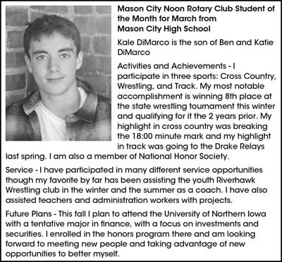 Mason City Noon Rotary Club Student of the Month