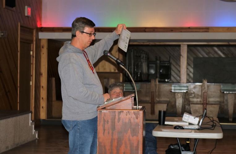 Gruver Fire Chief Dan Harvey spoke about the potential dangers of a CO2 pipeline break, including a plume study that he completed with his son for a CO2 accident scenario..JPG