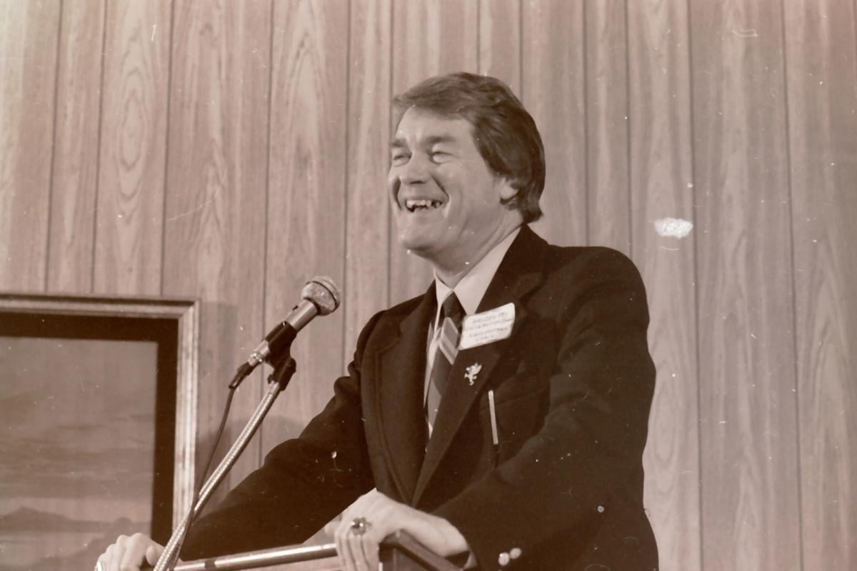 Lute Olson and Hayden Fry speak at I-Club event May 7, 1979