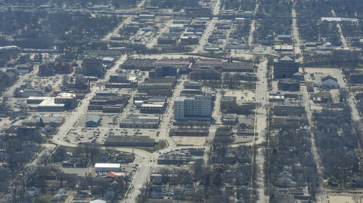 Aerials Mason City downtown