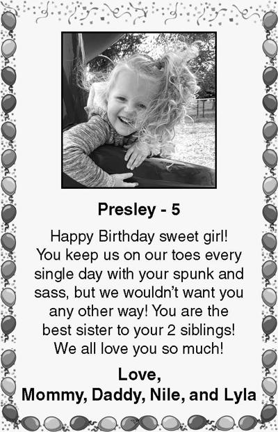 Happy Birthday Presley | Birthdays | globegazette.com
