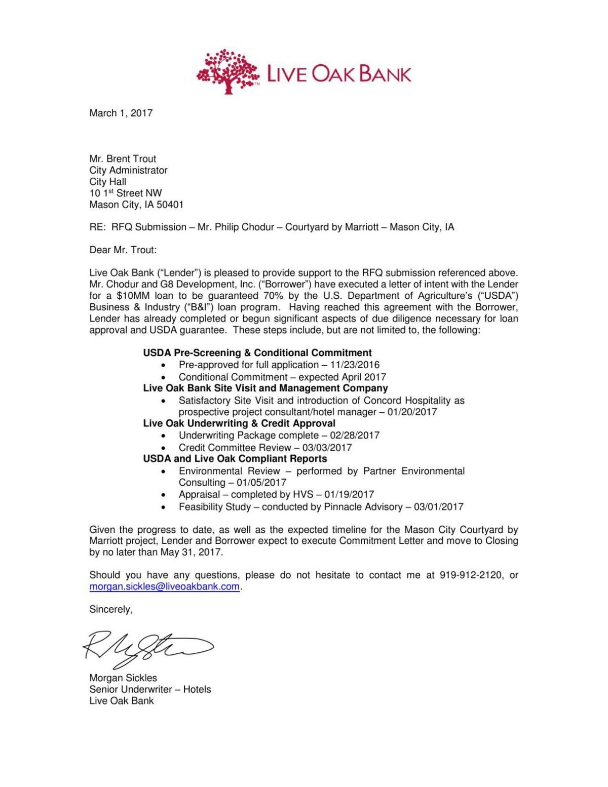 read the proposals mason city releases hotel development proposal letter