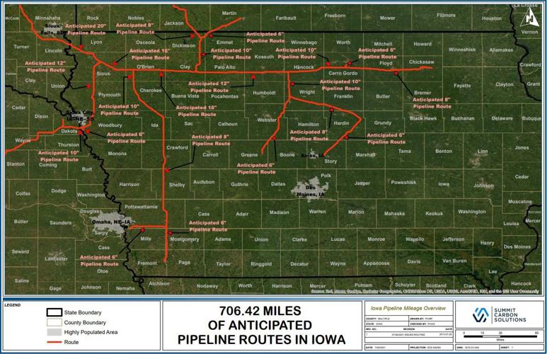 Anticipated Summit Carbon Solutions Pipelines in Iowa