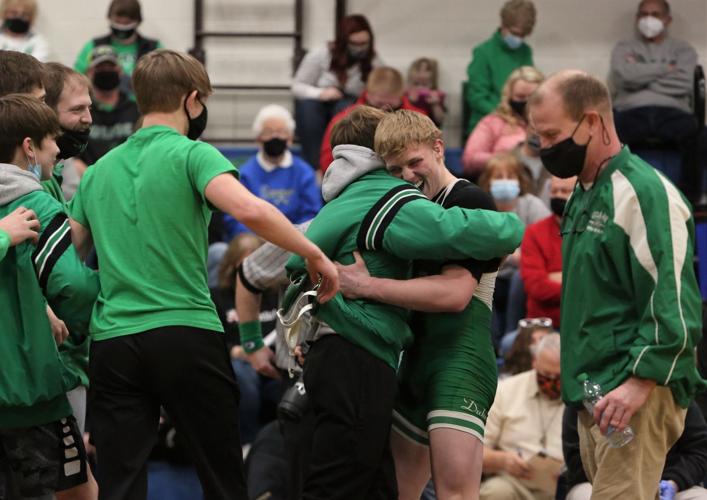 Boys wrestling Class 2A District Tournament - Potter- celebrate