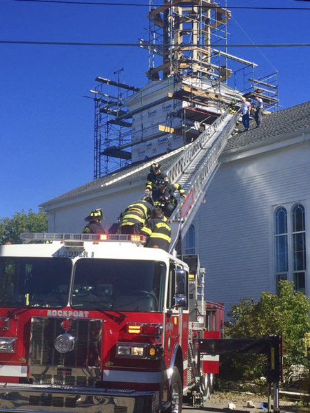 Fallen steeple worker back on the job